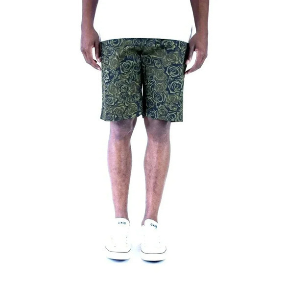 The Kennedy Denim Co Mens Green Printed Stone Rose Bermuda Shorts‎ Size 32 - Picture 2 of 11